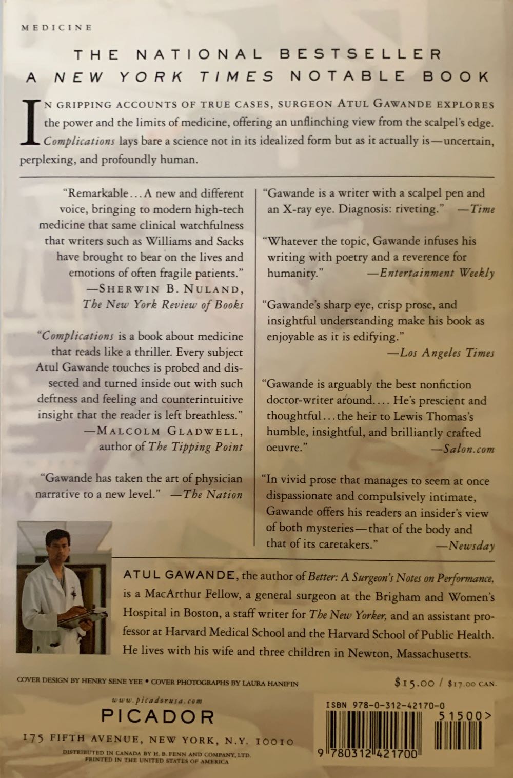 Complications A Surgeons Notes on an Imperfect Science - Gawande Atul (Picador - Paperback) book collectible [Barcode 9780312421700] - Main Image 2