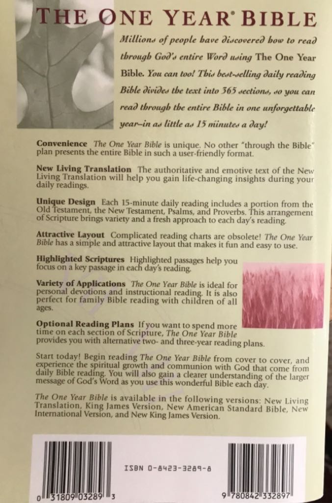 NLT The One Year Bible - NLT (Tyndale House Pub - Paperback) book collectible [Barcode 9780842332897] - Main Image 2