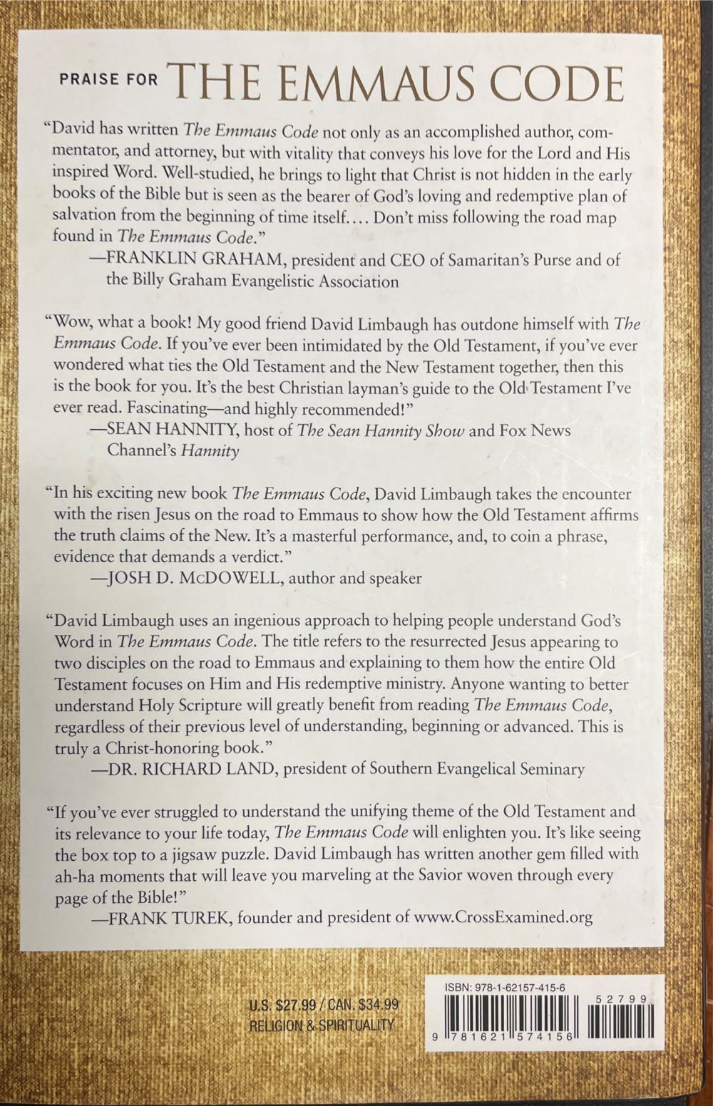 The Emmaus Code - David Limbaugh (Regnery Pub - Hardcover) book collectible [Barcode 9781621574156] - Main Image 2