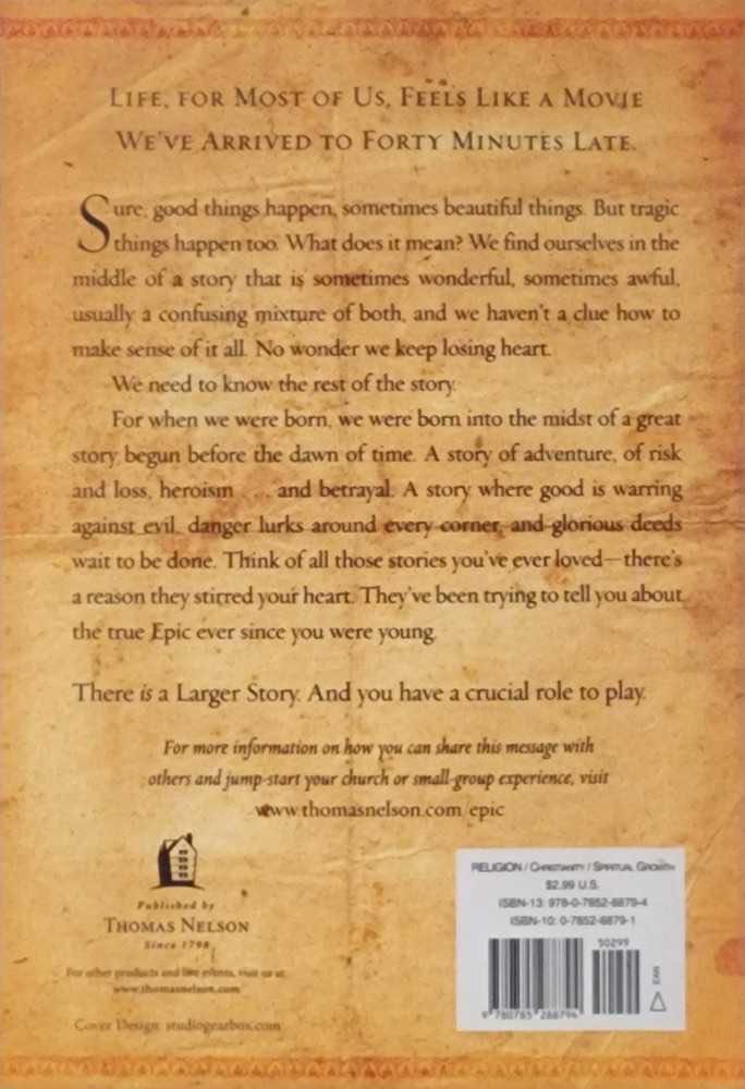 Epic - John Eldridge (Thomas Nelson - Paperback) book collectible [Barcode 9780785288794] - Main Image 2