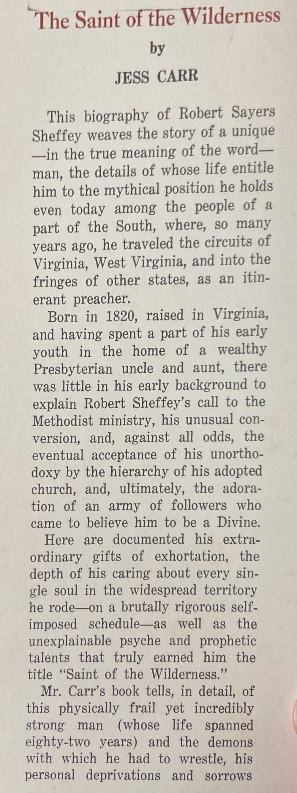 The Saint of the Wilderness - Jess Carr (Commonwealth Press - Paperback) book collectible - Main Image 2