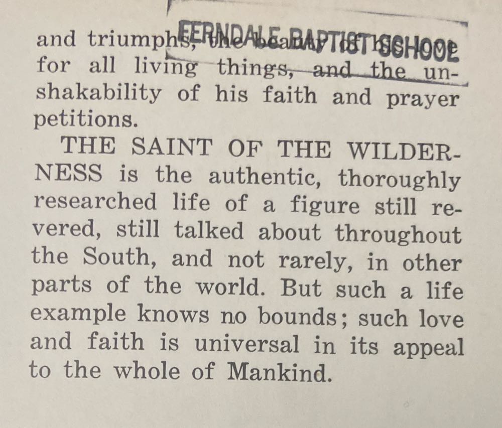 The Saint of the Wilderness - Jess Carr (Commonwealth Press - Paperback) book collectible - Main Image 3