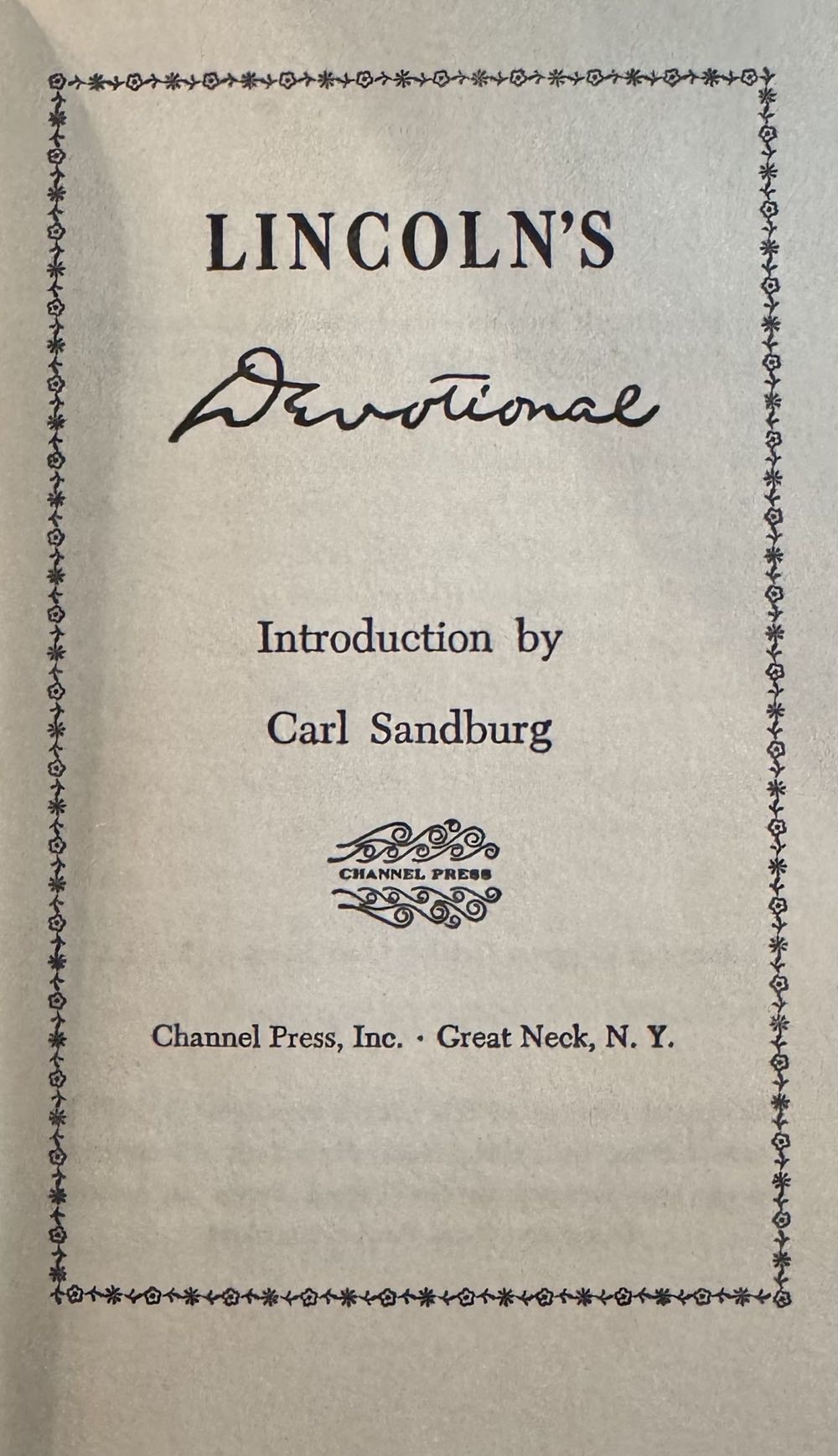 Lincoln’s Devotional - Abraham Lincoln (Channel Press, Inc - Hardcover) book collectible [Barcode 5713471] - Main Image 3