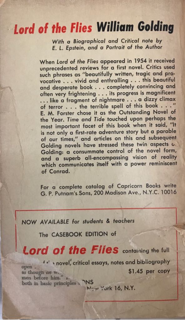 Lord of the Flies - William Golding (Capricorn Books - Paperback) book collectible [Barcode 9780571295715] - Main Image 2