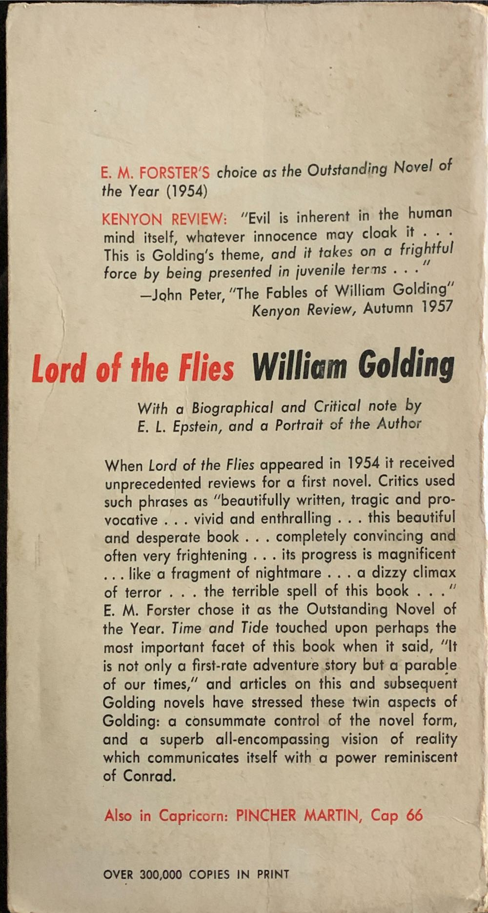 Lord Of The Flies - William Golding (Capricorn Books - Paperback) book collectible - Main Image 2
