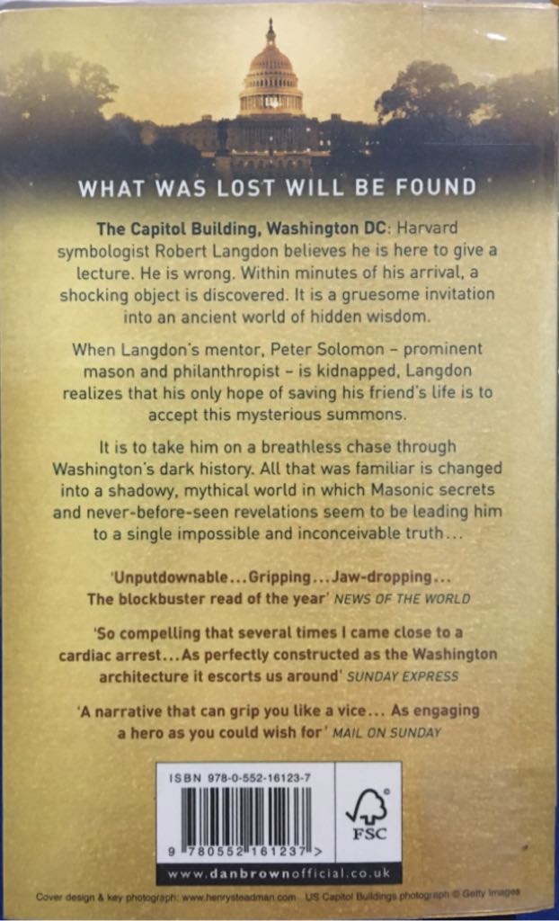 The Lost Symbol - Dan Brown (Corgi Books - Paperback) book collectible [Barcode 9780552161237] - Main Image 2