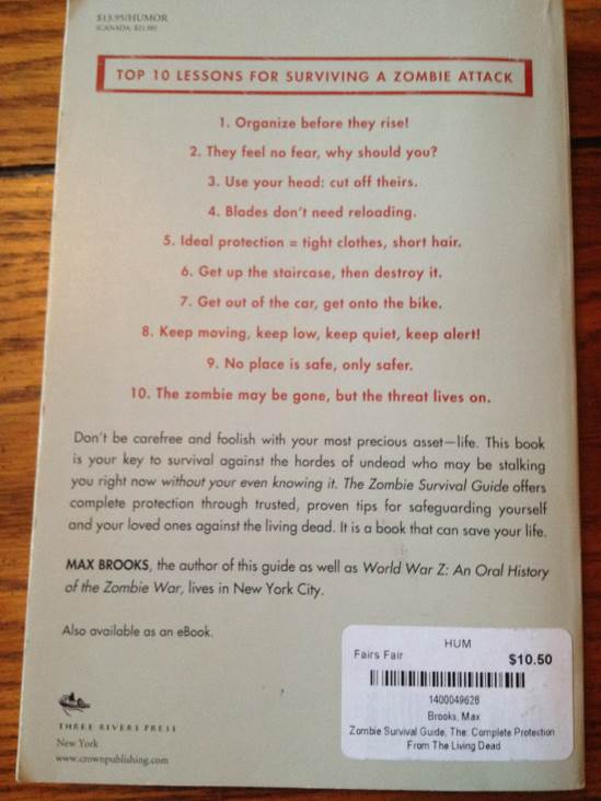 The Zombie Survival Guide - Max Brooks (Broadway Books - Paperback) book collectible [Barcode 9781400049622] - Main Image 2