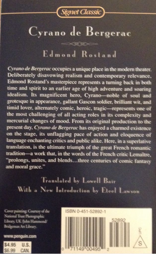Cyrano de Bergerac - Edmond Rostand (Signet Classics - Paperback) book collectible [Barcode 9780451528926] - Main Image 2