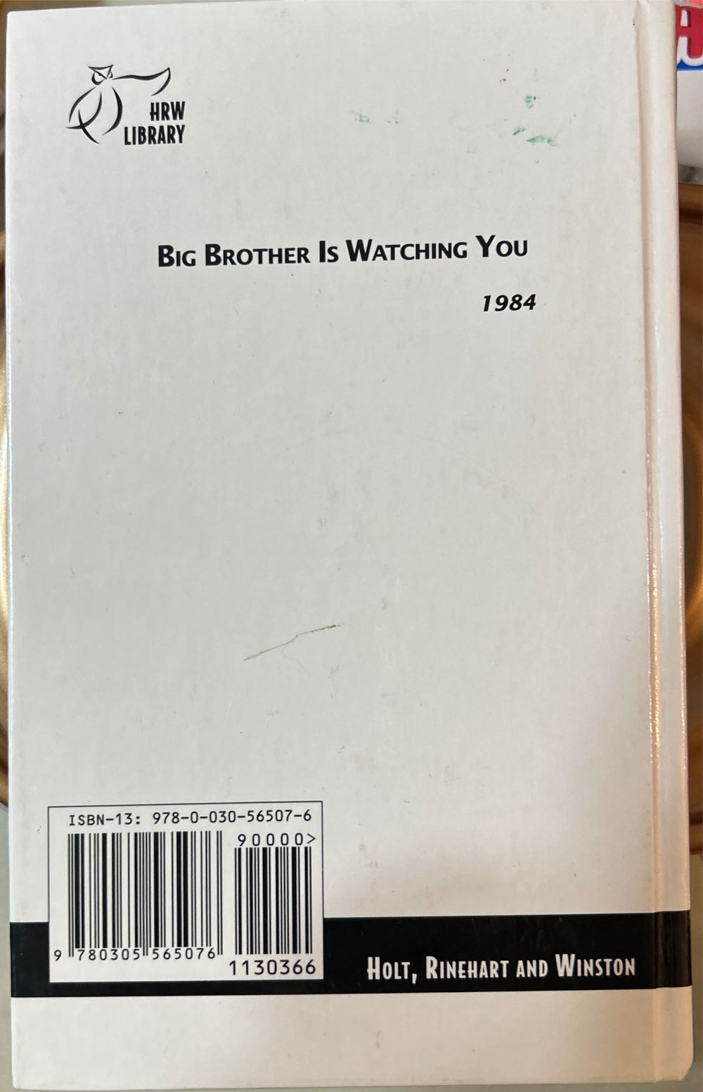 1984 - George Orwell (Holt Rinehart & Winston - Hardcover) book collectible [Barcode 9780030565076] - Main Image 2