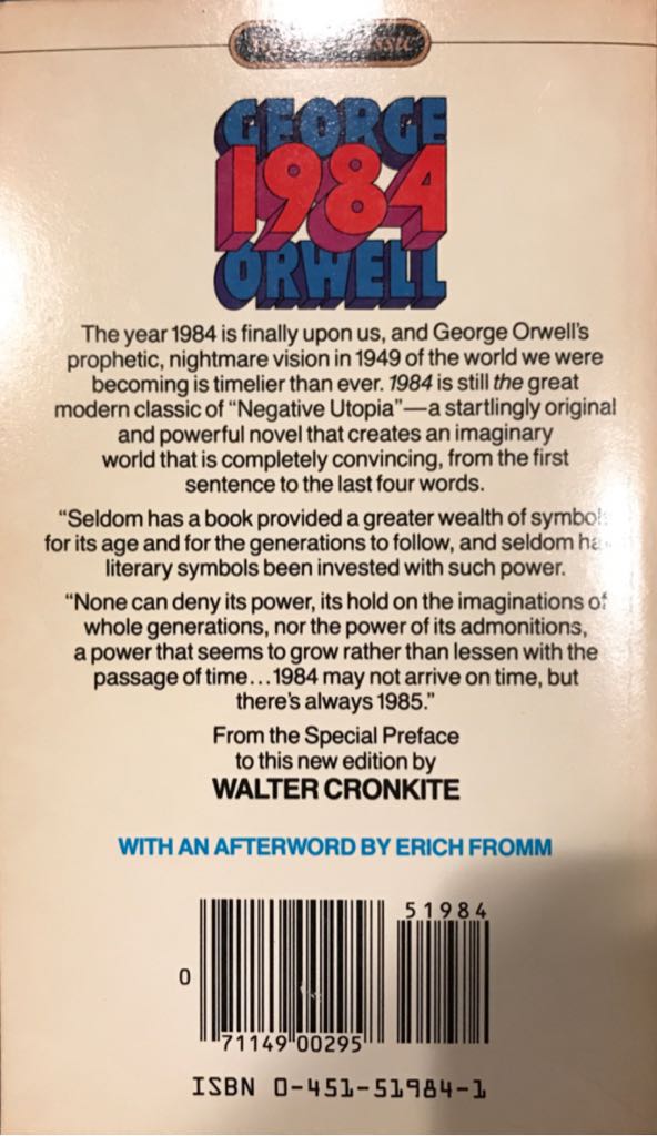 Nineteen Eighty-Four - George Orwell (New American Library: Signet Classic - Paperback) book collectible [Barcode 9780451519849] - Main Image 2
