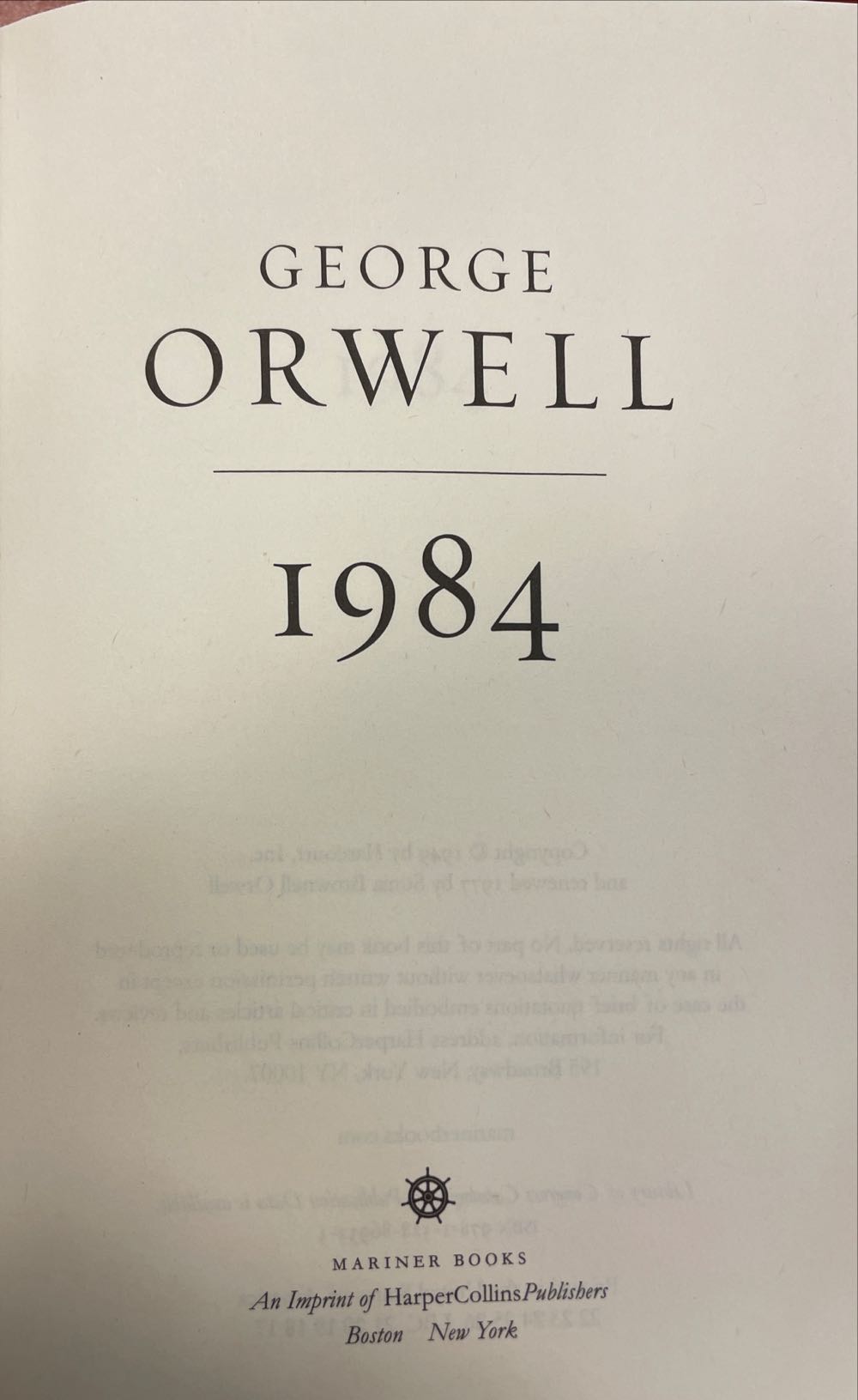 1984 - George Orwell (Mariner Books - Kindle) book collectible [Barcode 9781328869333] - Main Image 3