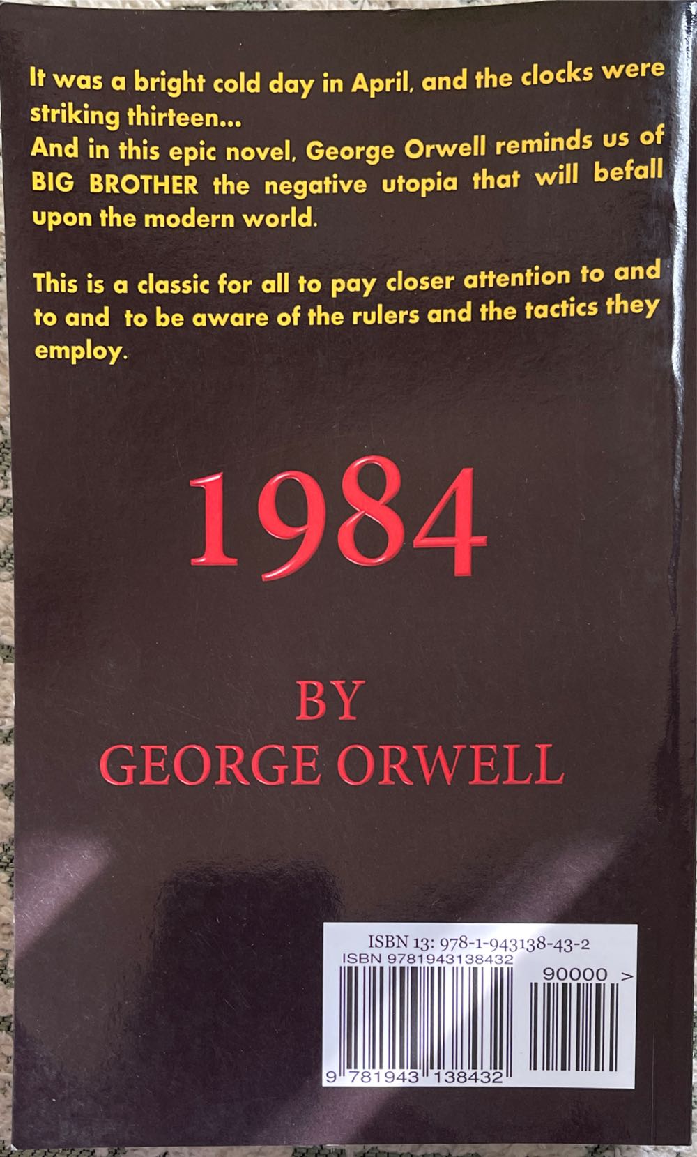 1984 - George Orwell book collectible [Barcode 9781943138432] - Main Image 2