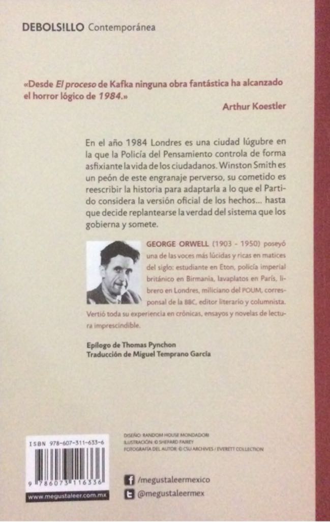 1984 - George Orwell (Debolsillo - Paperback) book collectible [Barcode 9786073116336] - Main Image 2