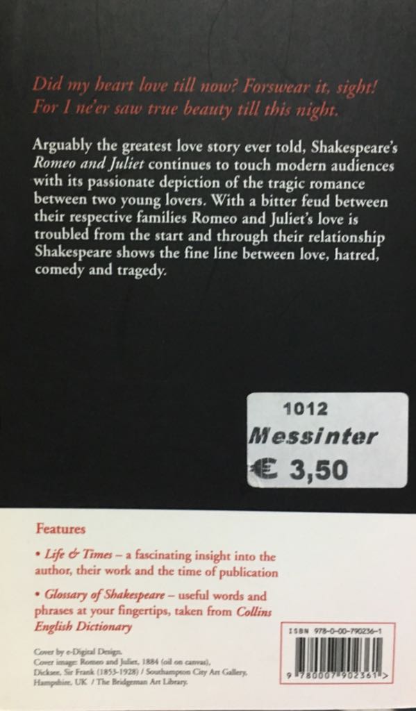 Romeo and Juliet - William Shakespeare (Collins Classics - Paperback) book collectible [Barcode 9780007902361] - Main Image 2