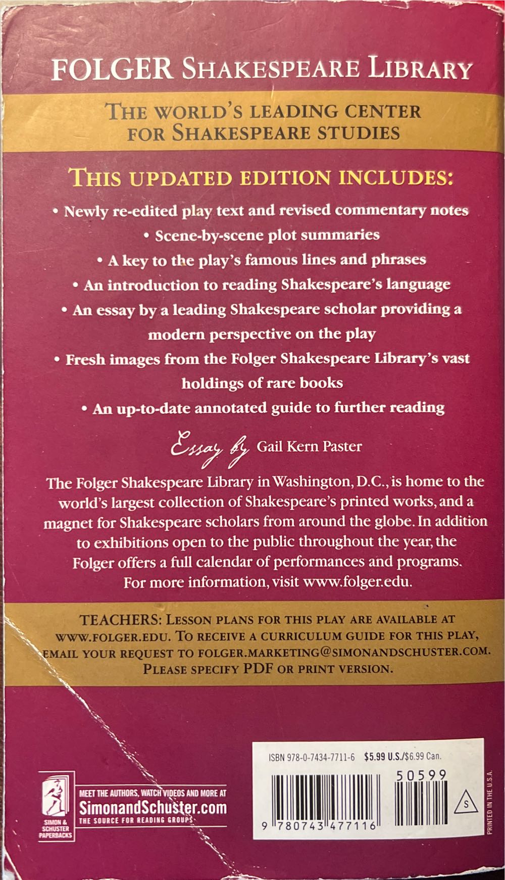 Romeo and Juliet - William Shakespeare (Simon And Shuster Paperbacks - Paperback) book collectible [Barcode 9780743477116] - Main Image 5