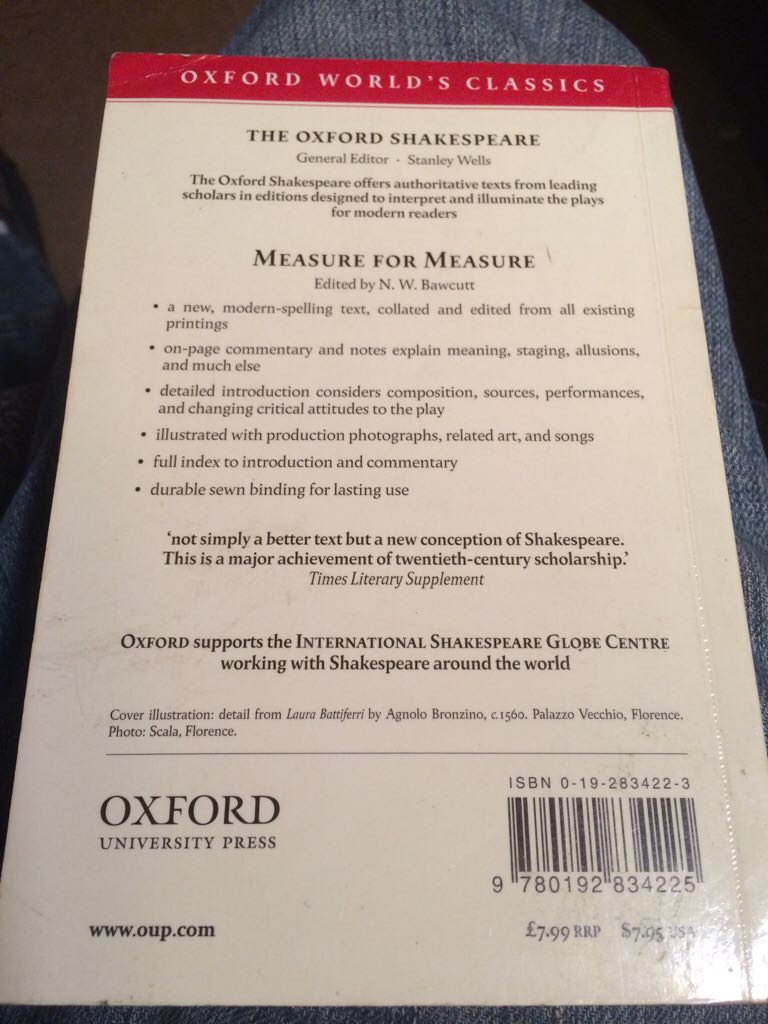 Measure for Measure - William Shakespeare (Oxford University Press, USA - Paperback) book collectible [Barcode 9780192834225] - Main Image 2