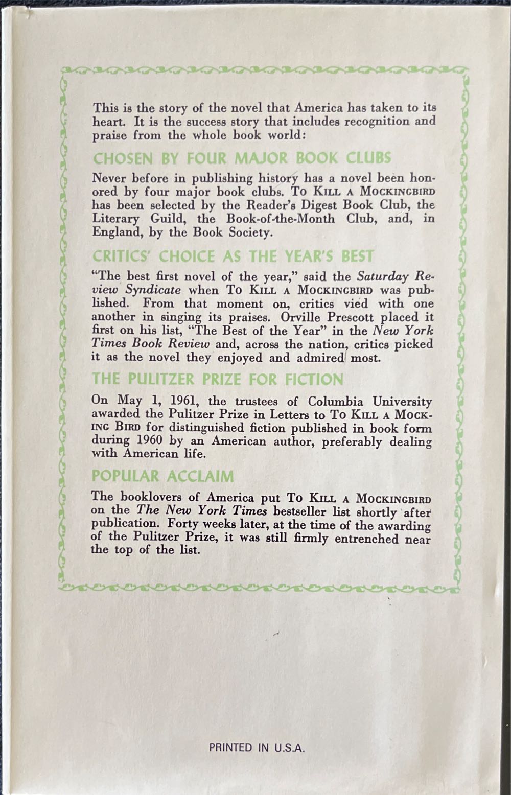 To Kill a Mockingbird - Harper Lee (Lippincott - Hardcover) book collectible [Barcode 9780397001514] - Main Image 3