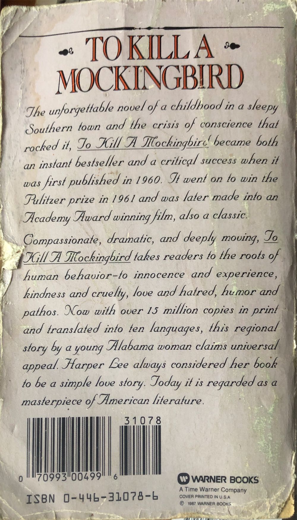 To Kill a Mockingbird - Harper Lee (Warner Books - Paperback) book collectible [Barcode 9780446310789] - Main Image 4