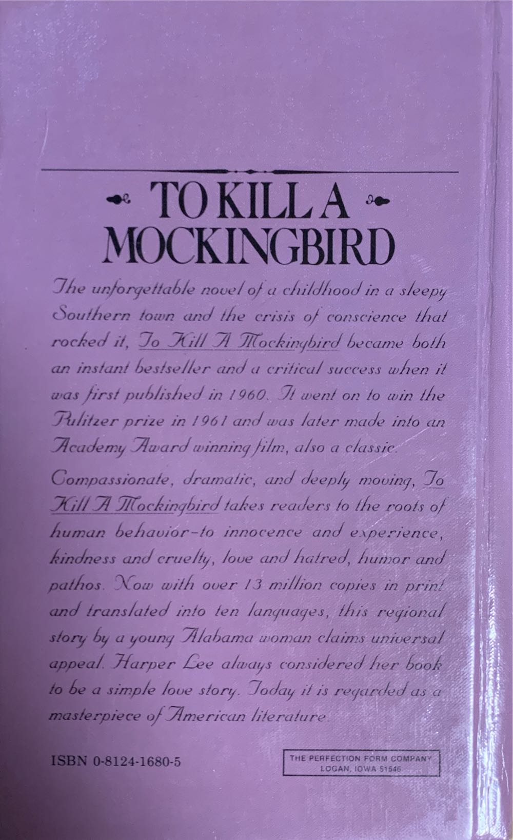 To Kill a Mockingbird - Harper Lee (Covercraft - Paperback) book collectible [Barcode 9780812416800] - Main Image 2