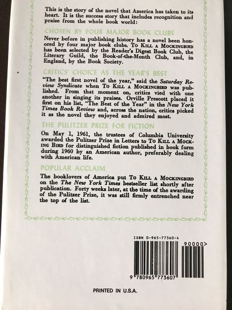 To Kill a Mockingbird - Harper Lee (Popular Library - Paperback) book collectible [Barcode 9780965773607] - Main Image 2