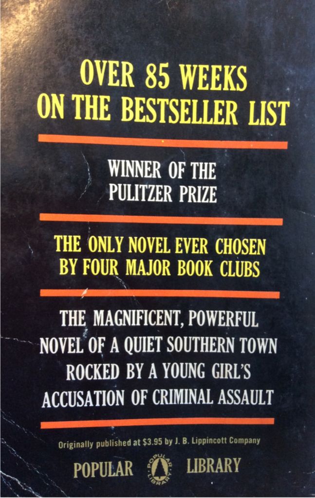 To Kill a Mockingbird - Newbery - WPA 9th Grade - Harper Lee (J.B. Lippincott Company - Paperback) book collectible - Main Image 2