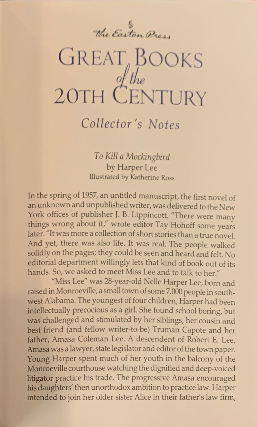 To Kill a Mockingbird - Harper Lee (The Easton Press - Calf-Binding) book collectible - Main Image 2