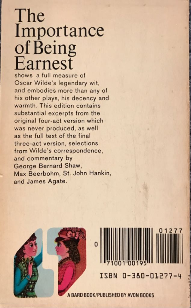 The Importance of Being Earnest - Oscar Wilde (Avon - Paperback) book collectible [Barcode 9780380012770] - Main Image 2