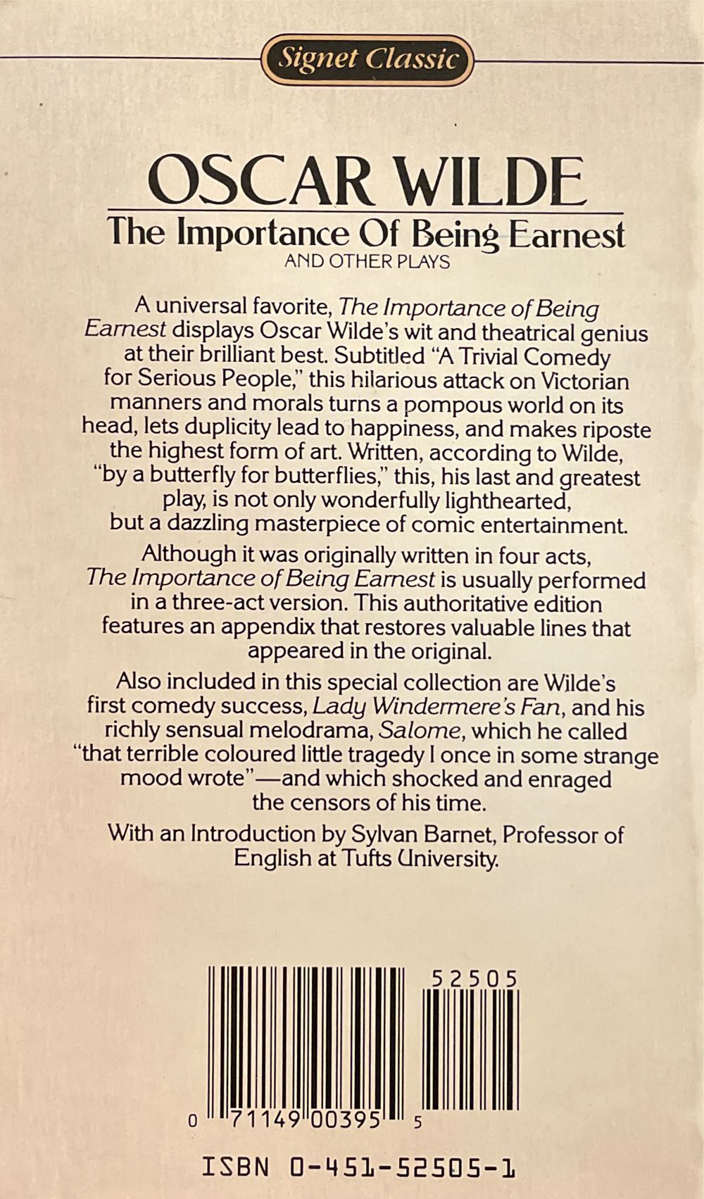 Importance of Being Earnest, The - Oscar Wilde (Signet Classic - Paperback) book collectible [Barcode 9780451525055] - Main Image 2
