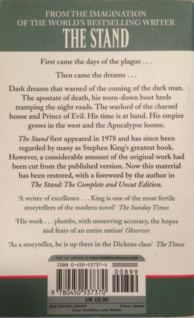 The Stand - Stephen King (New English Library - Paperback) book collectible [Barcode 9780450537370] - Main Image 2