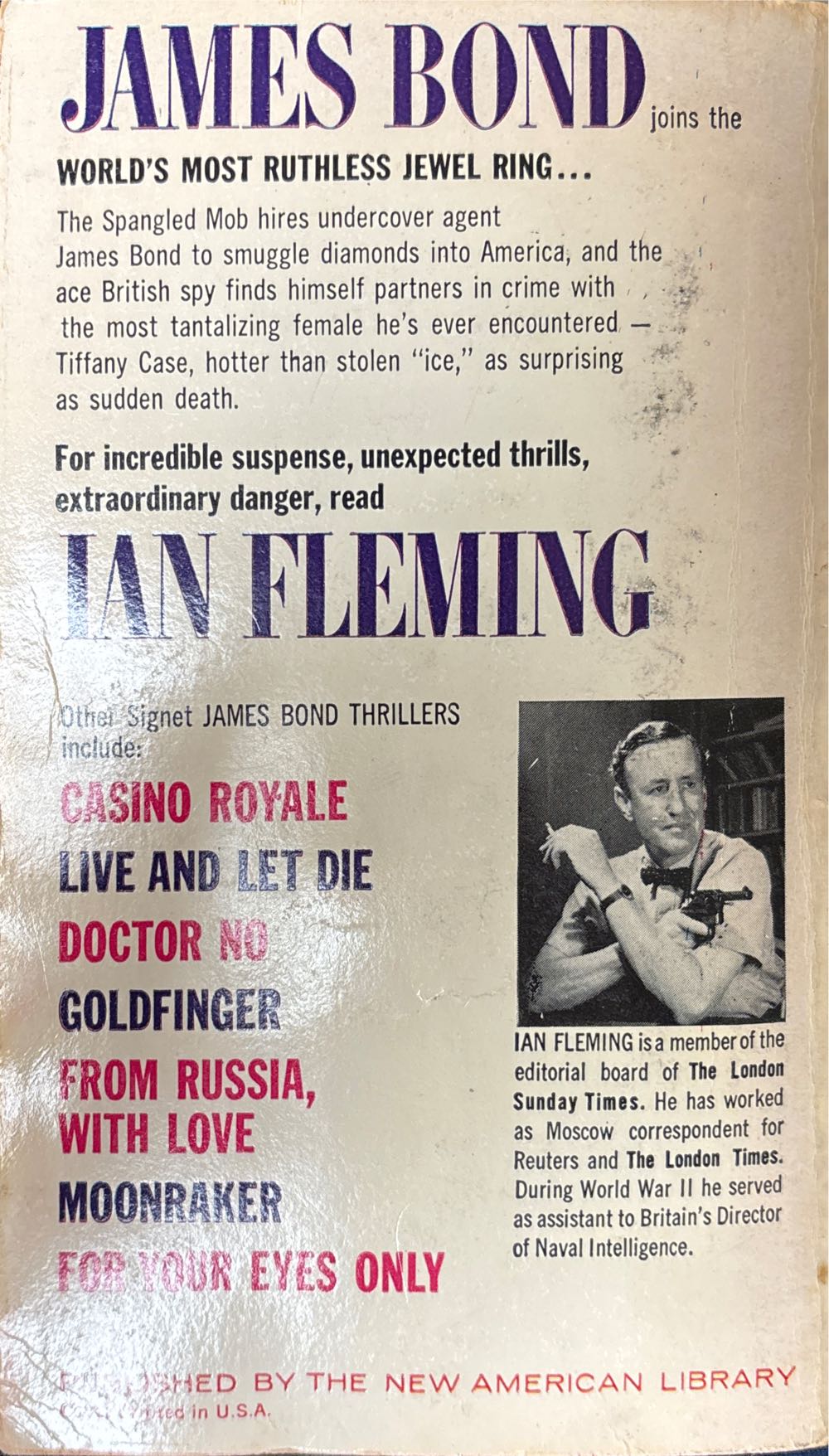 007 [04]: Diamonds are Forever - Ian Fleming (Signet - Paperback) book collectible - Main Image 2