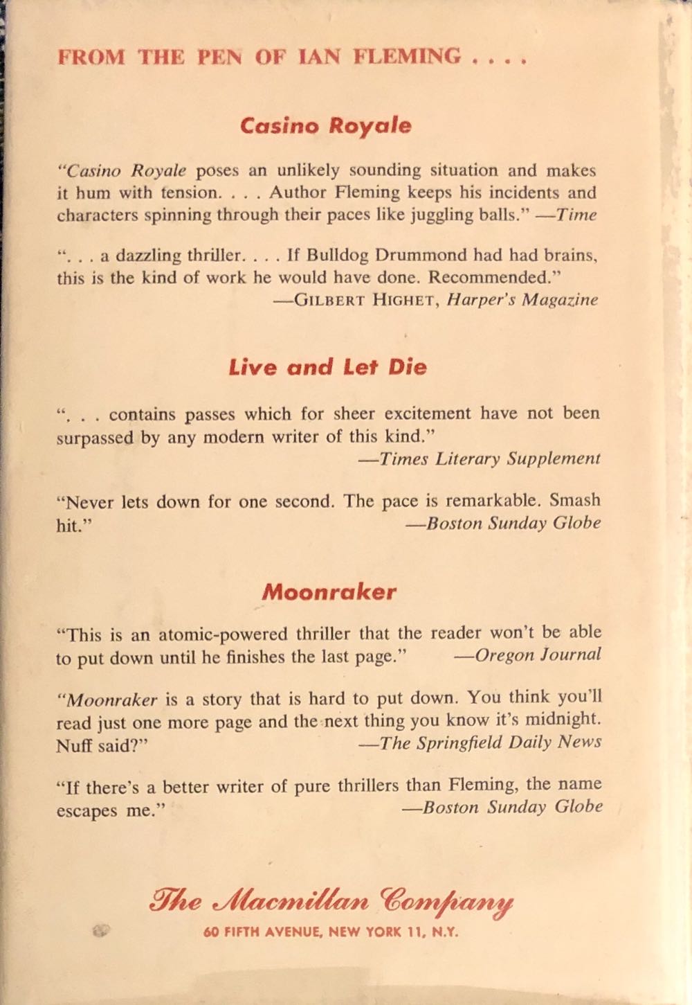 Diamonds Are Forever - Ian Fleming (Macmillan Co., Ltd - Hardcover) book collectible - Main Image 2