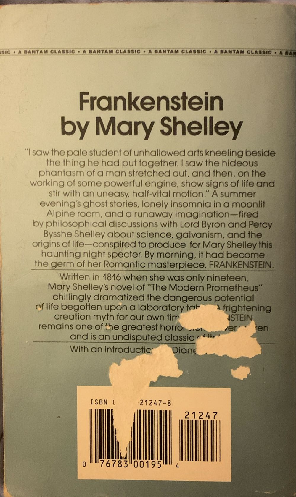 Frankenstein - Mary Shelley (Bantam Books - Paperback) book collectible [Barcode 9780140432374] - Main Image 2