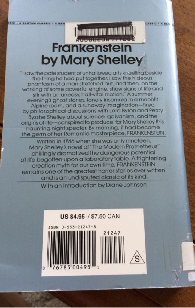 Frankenstein - Mary Shelley (Bantam Classic - Paperback) book collectible [Barcode 9780553212471] - Main Image 2