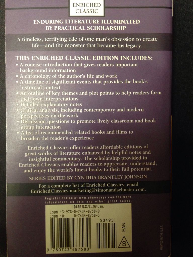 Frankenstein - Mary Shelley (Simon - Paperback) book collectible [Barcode 9780743487580] - Main Image 2