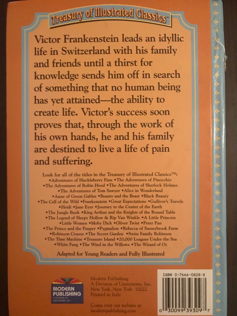 Frankenstein - Mary Shelley (Modern Publishing) book collectible [Barcode 9780766631731] - Main Image 2