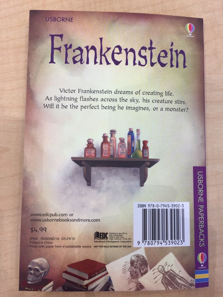 Frankenstein  (USBORNE) book collectible [Barcode 9780794539023] - Main Image 2