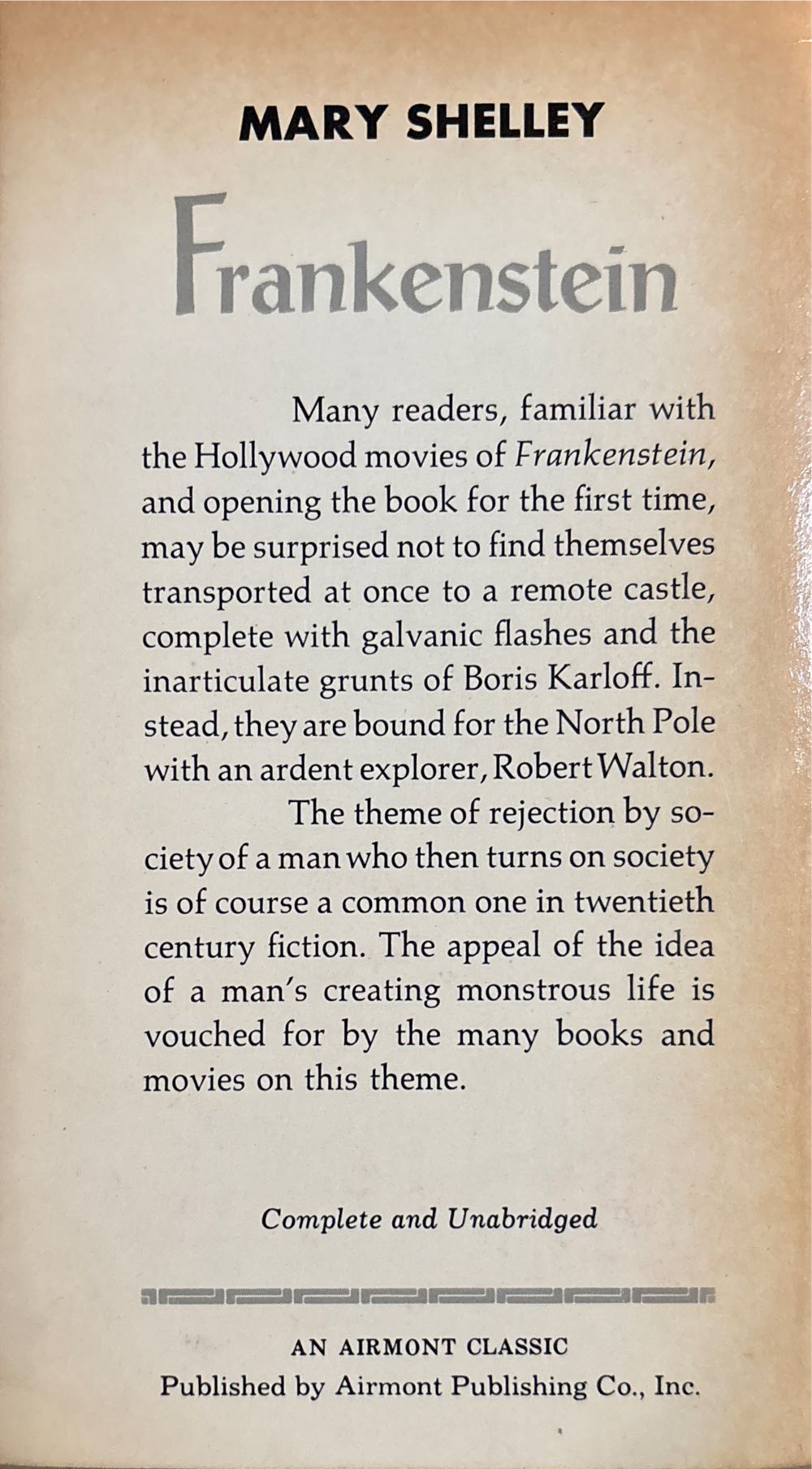 Frankenstein - Mary Shelley (Airmont Classic Series - Paperback) book collectible [Barcode 9789706276940] - Main Image 2