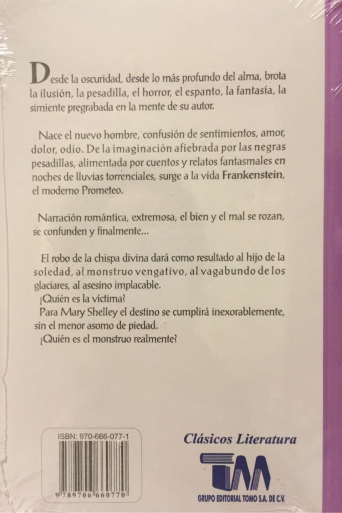 Frankenstein - Mary Wollstonecraft Shelley (Grupo Editorial Tomo - Paperback) book collectible [Barcode 9789706660770] - Main Image 2