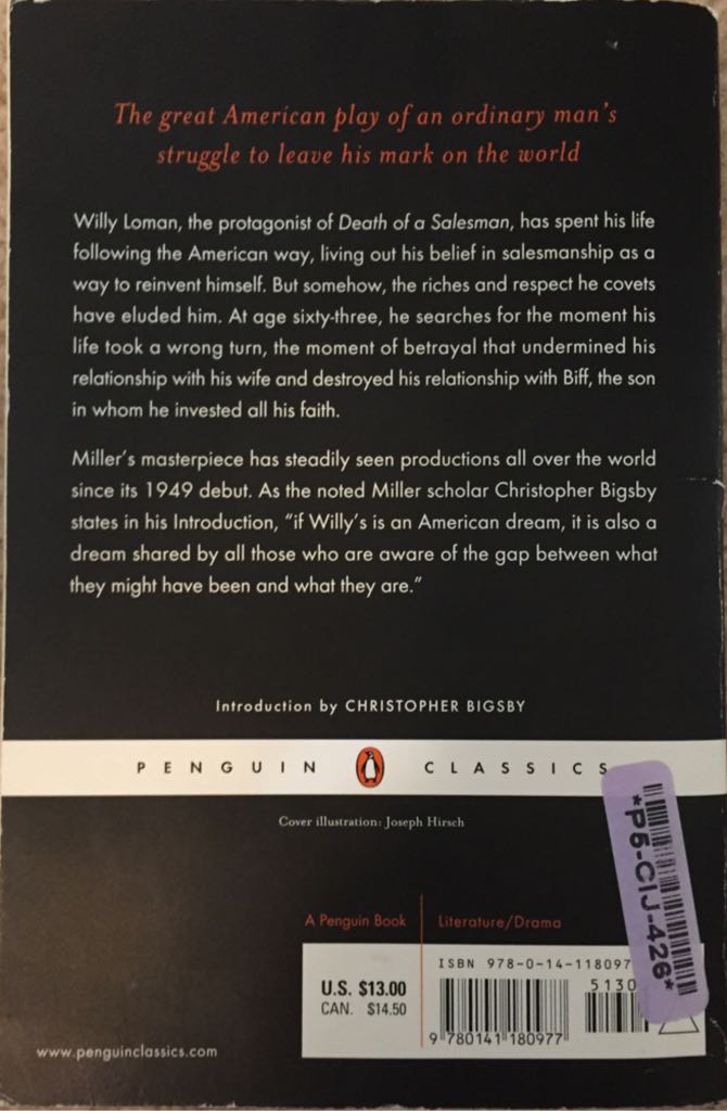 Death Of A Salesman - Arthur Miller (Penguin Books - Hardcover) book collectible [Barcode 9780141180977] - Main Image 2