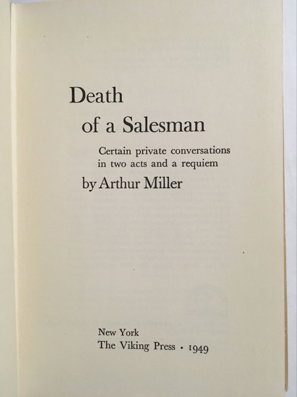 Death of a Salesman - Miller, Arthur (The Viking Press) book collectible - Main Image 2