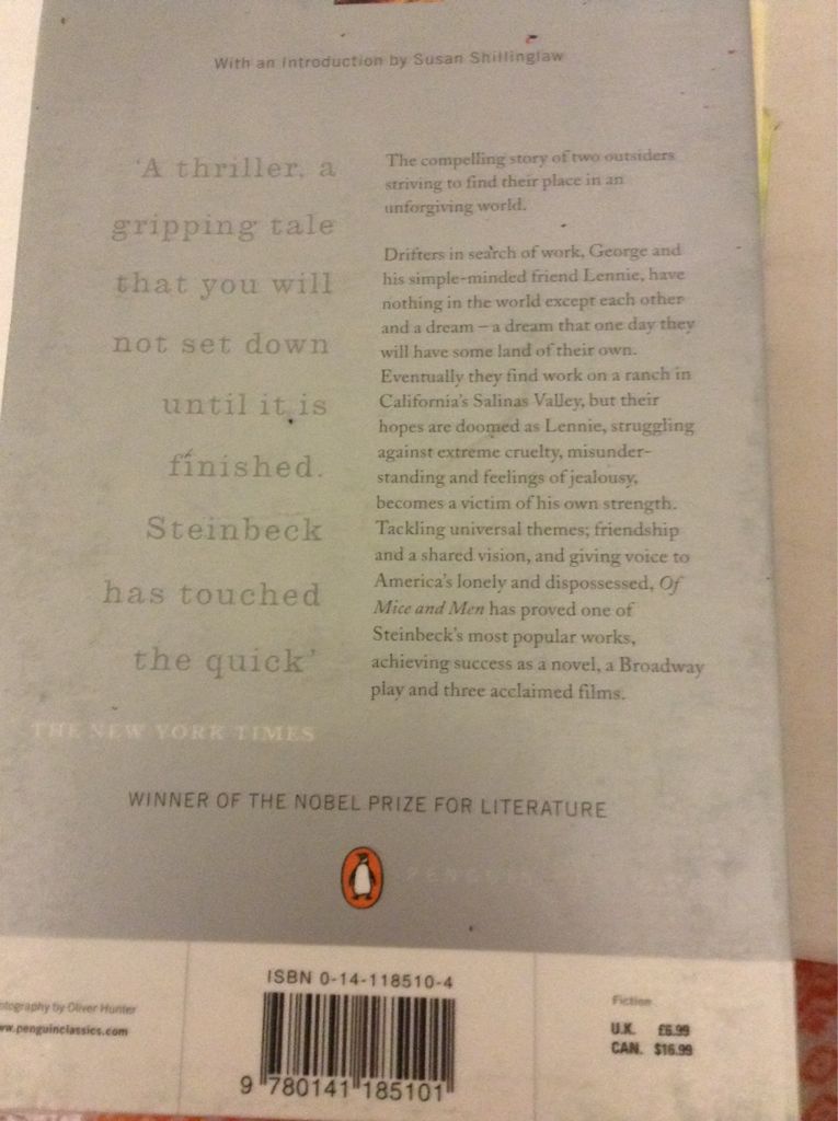 Of Mice and Men - John Steinbeck (Penguin Classics - Paperback) book collectible [Barcode 9780141185101] - Main Image 2