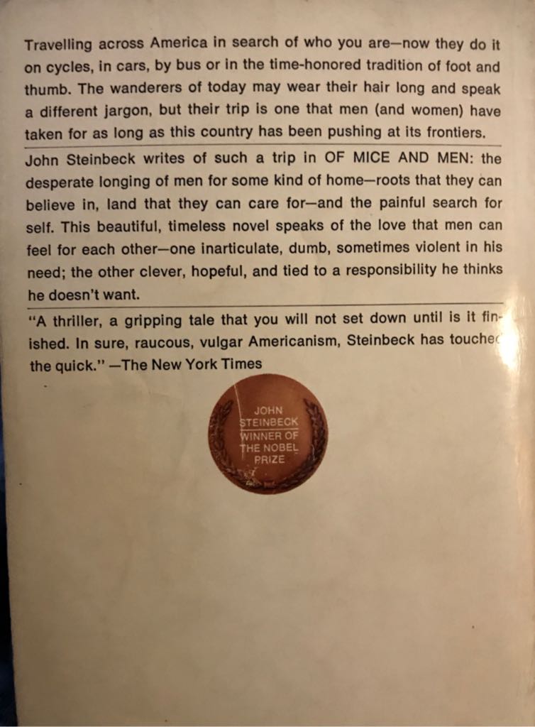 Of Mice and Men - John Steinbeck (A Bantam Book - Paperback) book collectible [Barcode 9780553240740] - Main Image 2