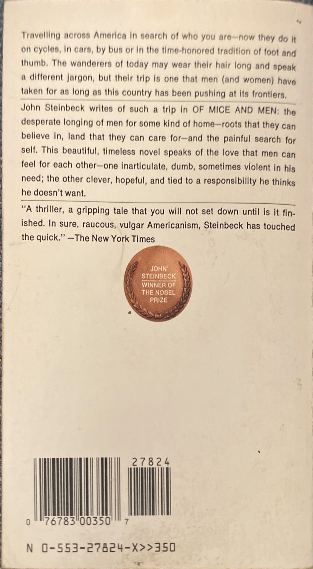 Of Mice and Men - John Steinbeck (Bantam Books - Paperback) book collectible [Barcode 9780553278248] - Main Image 2