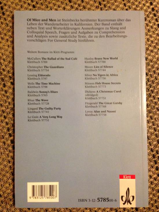 Of Mice and Men  (Ernst Klett Verlag) book collectible [Barcode 9783125785007] - Main Image 2
