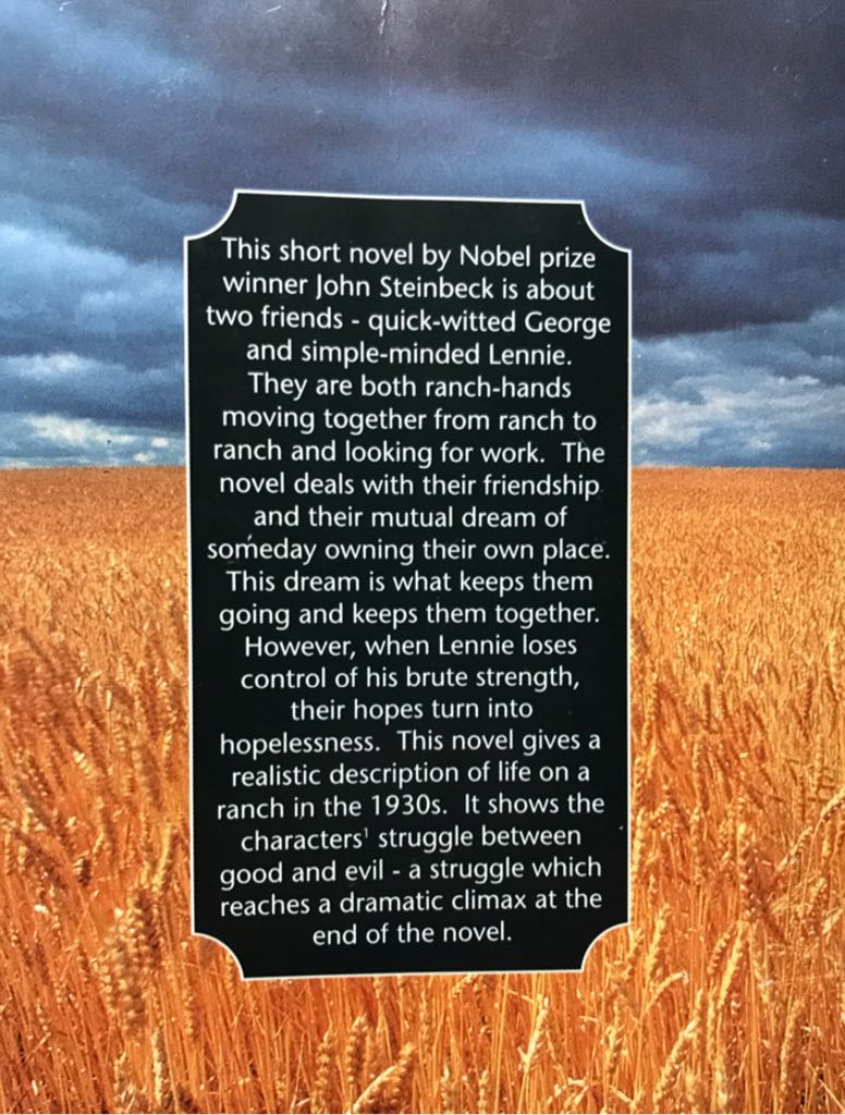 Of Mice and Men  (J. W. Cappelens Forlag AS) book collectible [Barcode 9788202172572] - Main Image 2