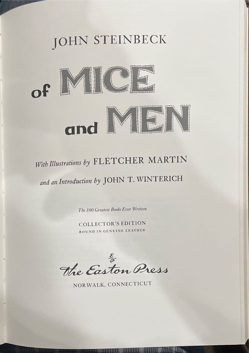 Of Mice and Men - John Steinbeck (Easton Press - Calf-Binding) book collectible - Main Image 3