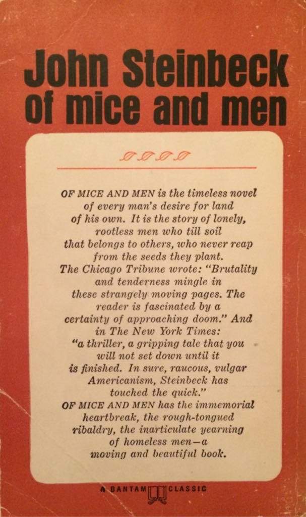Of Mice And Men - John Steinbeck (Bantam Books - Paperback) book collectible - Main Image 2