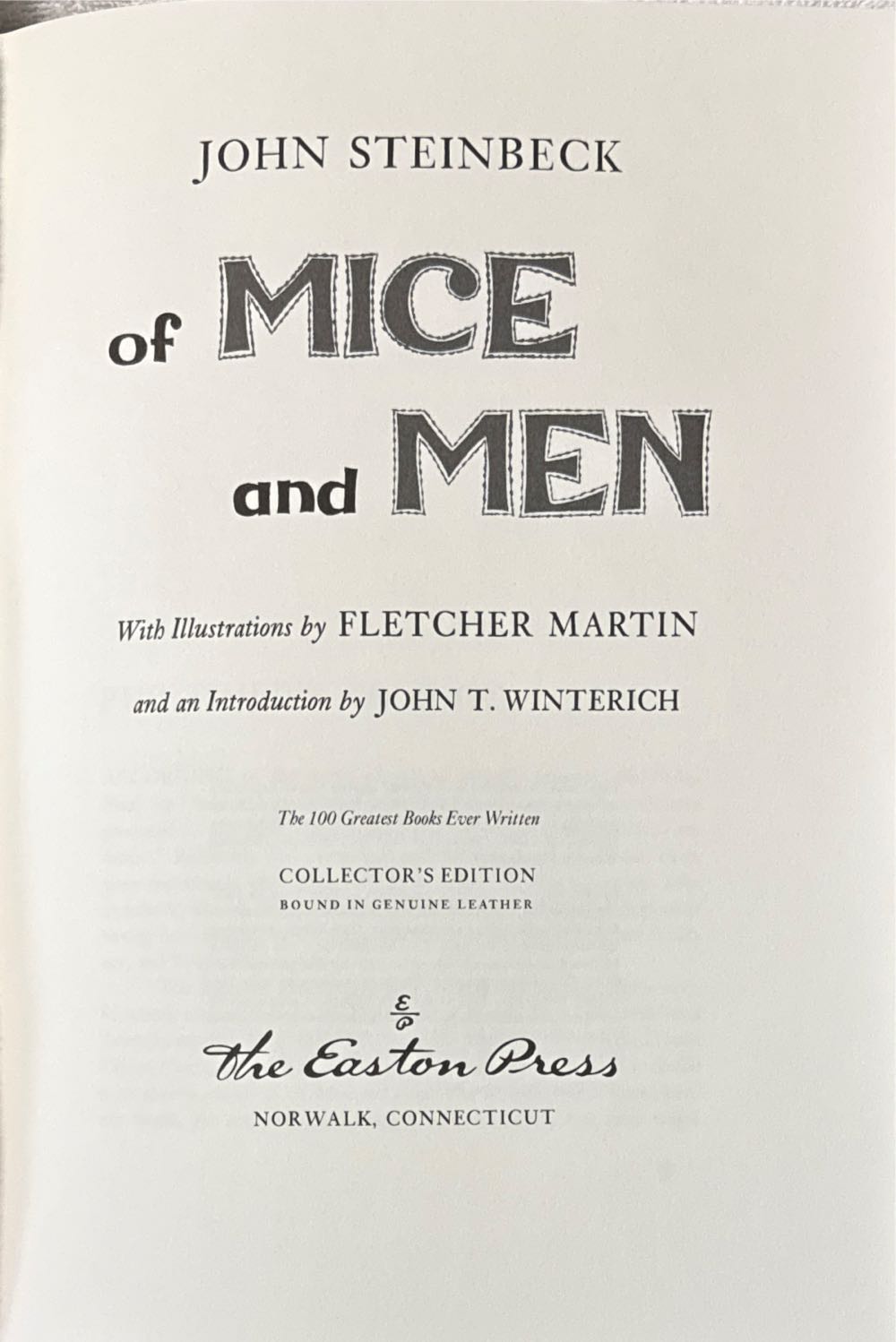 Of Mice And Men - John Steinbeck (The Easton Press - Calf-Binding) book collectible - Main Image 2