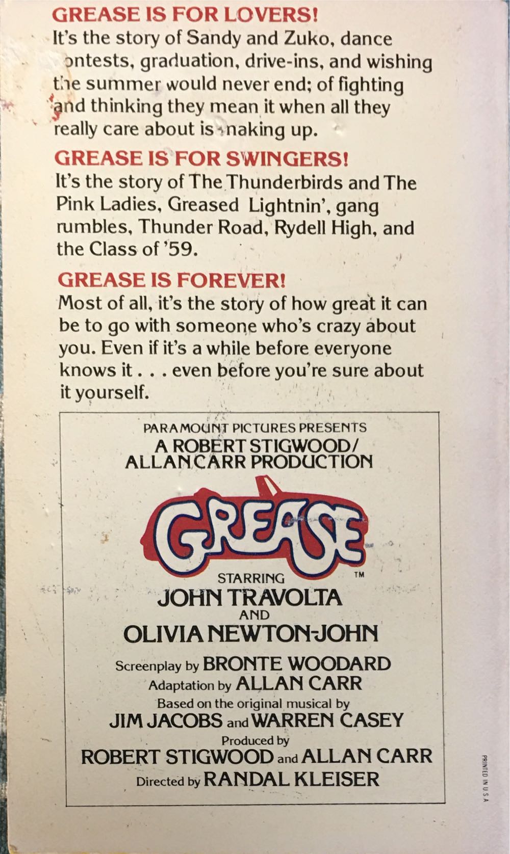 Grease - Ron De Christoforo (Pocket Books - Paperback) book collectible [Barcode 9780671822354] - Main Image 2