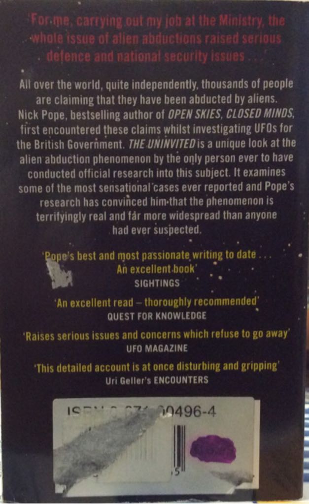 Uninvited, The - Nick Pope (Simon & Schuster Ltd) book collectible [Barcode 9780671004965] - Main Image 2